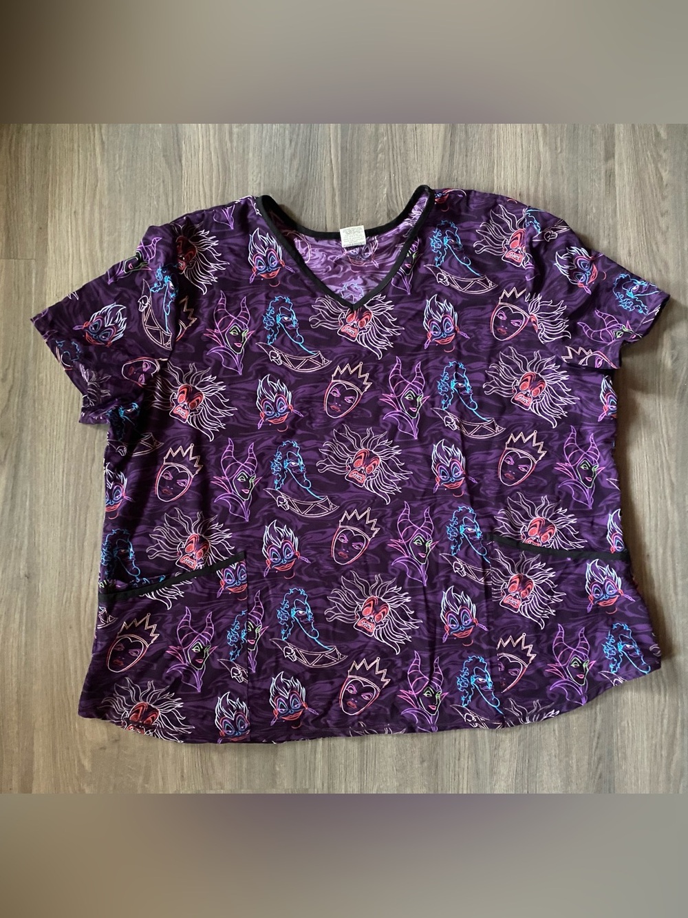 Disney Purple V-Neck Tunic with Multicolor Villain Faces